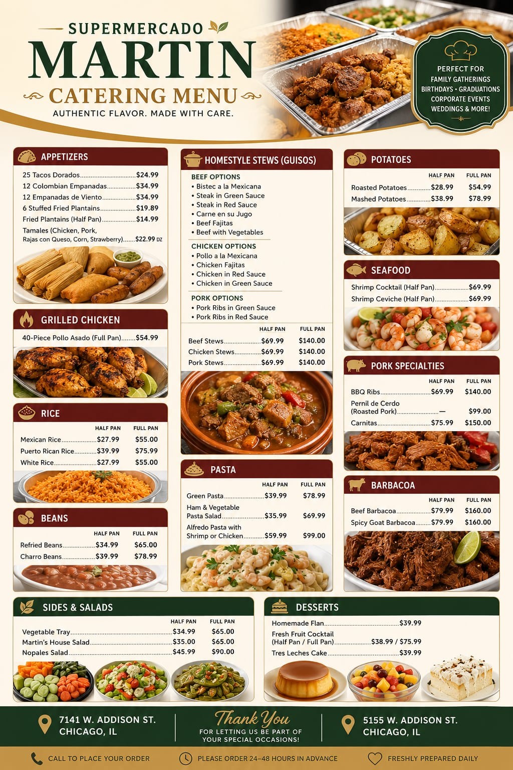 Original catering menu / Menú original de catering